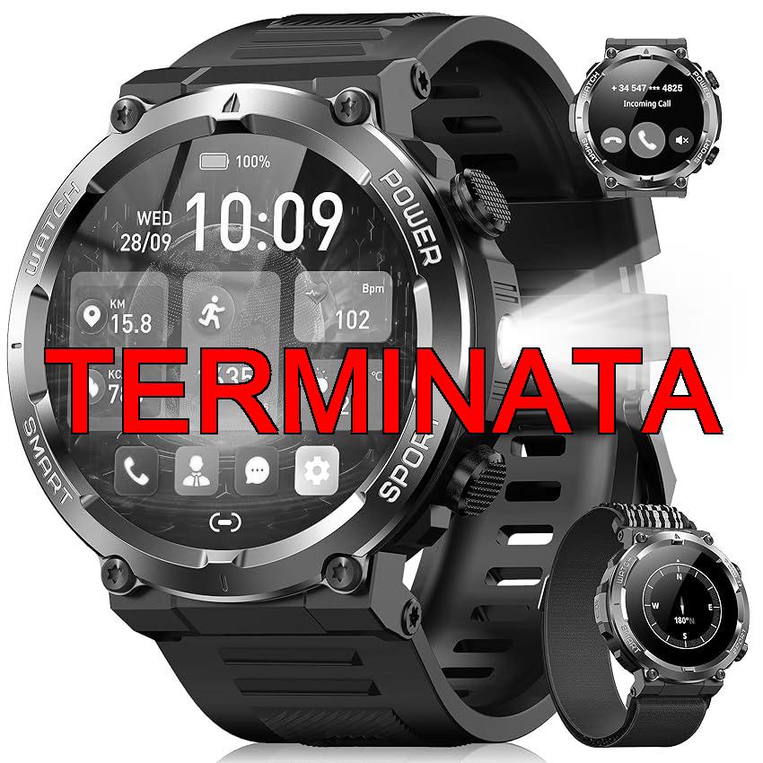 Blackview Smartwatch Uomo, Orologio Intelligente Fitness con Chiamate Bluetooth,1.45″ Militari Smart Watch Tracker 100+ Modalità Sportive, Cardiofrequenzimetro, SpO2, Torcia, Bussola per Android iOS