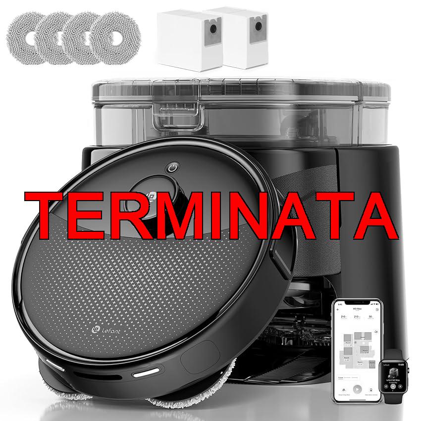 Lefant M3Max Robot Aspirapolvere Lavapavimenti con Mappatura, 20000Pa, 3.2L Auto Svuotamento, Laser dToF, Evitamento PSD, 210 Minuti, Lavaggio Mop a 45°C e Asciugatura, WiFi 2.4G, 5G, Alexa, APP