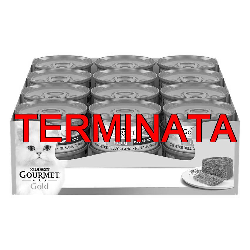 GOURMET Gold per Gatti Adulti Mousse con Pesce dell’Oceano, 24 Lattine da 85 g, Cibo Umido per Gatti Adulti