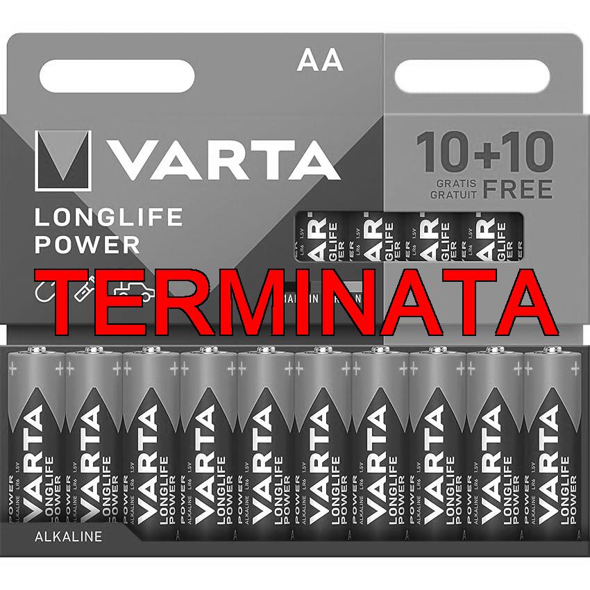 VARTA Pile AA, 10+10 (20 pezzi), Longlife Power, Alcaline, 1,5V, ideale per giocattoli, mouse wireless, torce elettriche, imballaggio riciclato al 90%, Made in Germany