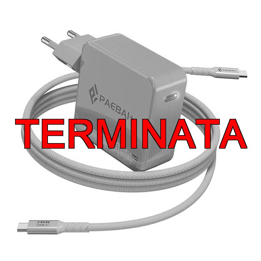 PAEBAI+ Caricatore USB C 100W PD GaN Alimentatore per MacBook Pro, MacBook Air, Google Pixelbook, ThinkPad, Dell XPS, iPad Pro, Samsung Galaxy S24/S23, iPhone 17 16 15 Pro Serie