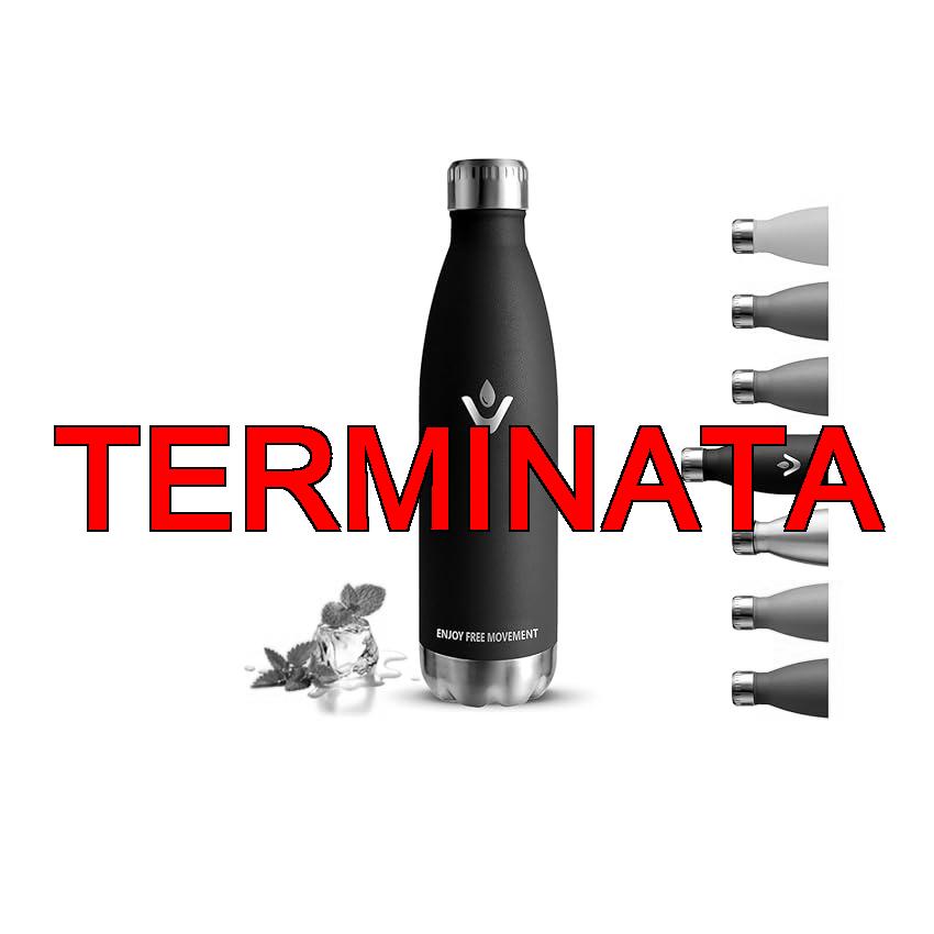 Borraccia- 750 ml- Borraccia Termica, Senza BPA, Borraccie Acciaio Inox, Senza Perdite, Borracce Termiche, Acciaio Inossidabile 18, 8, Bottiglie Metallo, Facile da Trasportare, per Fitness, Corsa, Nero
