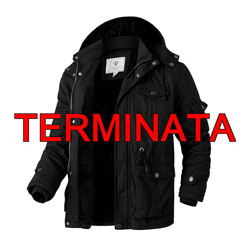 WenVen Cappotto con Cappuccio a Vento Coat Hood Warm Windproof Overcoat Work Winter Cappotto Medio Lungo Uomo Nero L