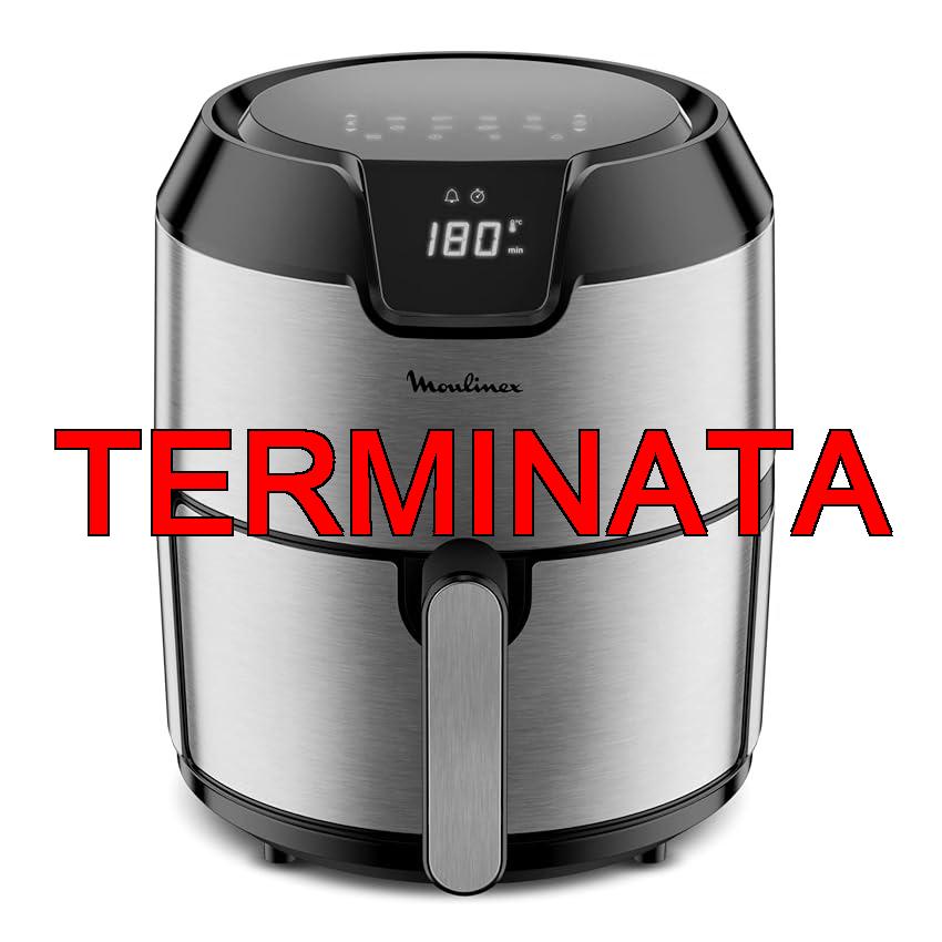 Moulinex Easy Fry Deluxe, Friggitrice ad Aria per Preparazioni Sane, Acciaio Inox, Raffreddamento ad Aria Calda, 4.2L Design Compatto, Regolazione della Temperatura, Timer, 8 Programmi, EZ401D10