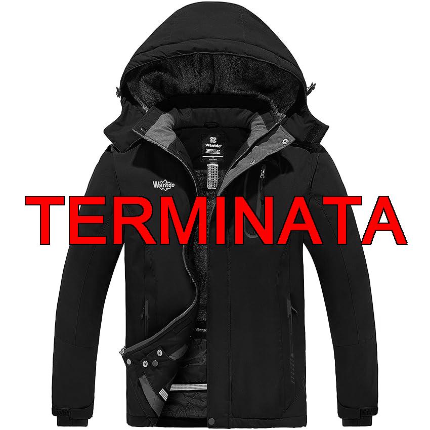 Wantdo Giacca da Sci Montagna Viaggio Sport Caldo Invernale Giaccone con Cappuccio Parka da Snowboard Giubbotto Antivento Idrorepellente Uomo Nero M