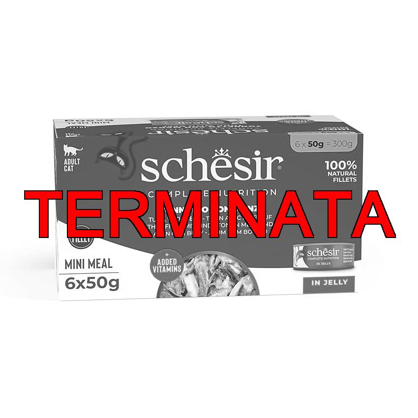 Schesir, Tonnetto con Manzo in Gelatina, Alimento Umido Completo per Gatti Adulti, in Lattina, Filetti 100% Naturali, 6 x 50g
