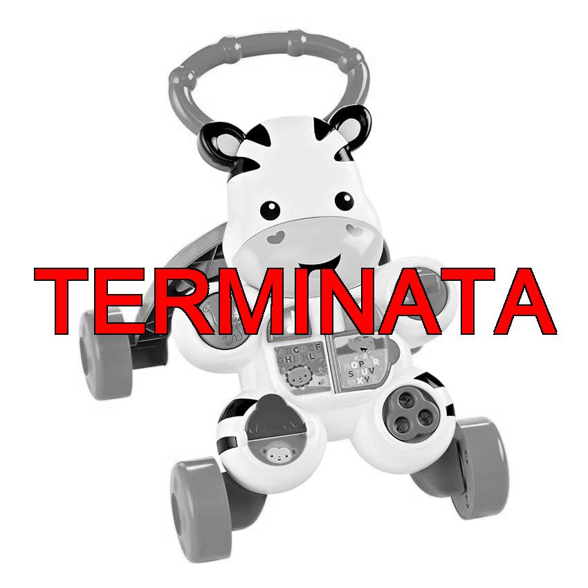 Fisher-Price Zebra Primi Passi Spingibile, Giocattolo Elettronico Educativo con Musica e Suoni, per Camminare, per Bambini di 6+ Mesi, Italiano Imballaggio Sostenibile, HBB66