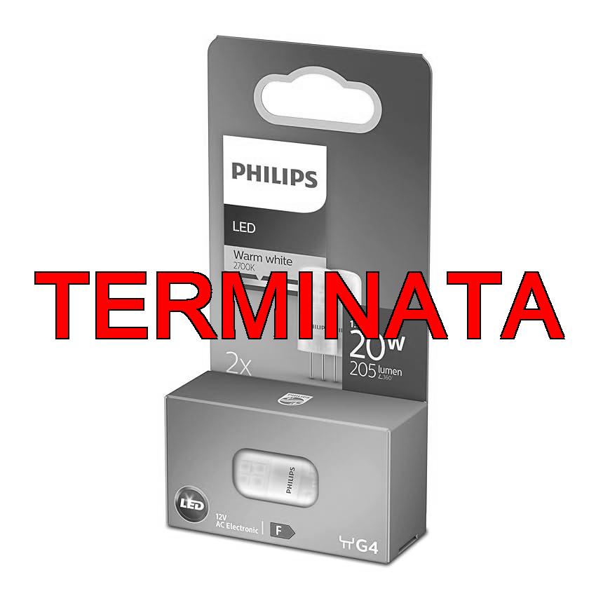 Capsula LED Philips trasparente – 20 W – G4 – luce bianca calda – 2 pezzi