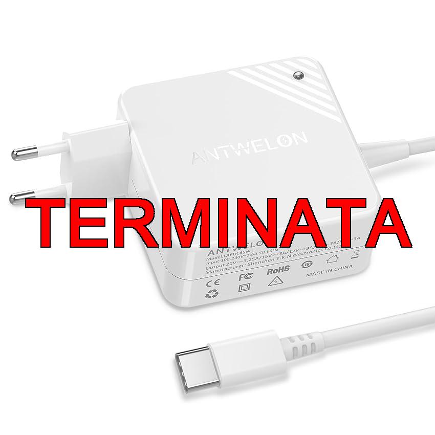 ANTWELON 65W USB C Alimentatore Caricabatterie per Lenovo Thinkpad Yoga, Asus, Macbook Pro, Dell Latitude Inspiron,HP Spectre, Acer Chromebook 20V 3,25A Type C Adattatore Notebook