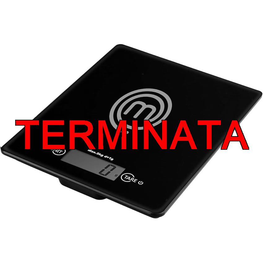 MasterChef Bilancia Cucina Digitale, Pesa Cucina Elettronica per Alimenti, in Grammi e Once (Limite di 5 kg), con Funzione Tare, Vetro temperato, Spegnimento Automatico, Professionale, Nera