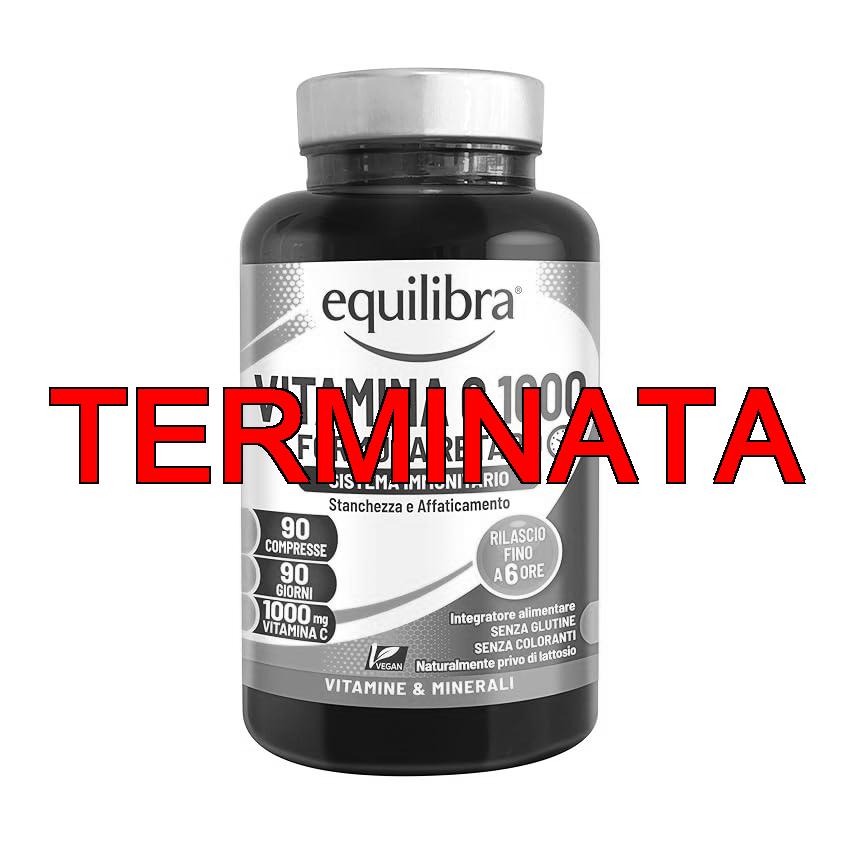 Equilibra Integratori Alimentari, Vitamina C 1000 mg, Integratore Altodosato per la Normale Funzione del Sistema Immunitario, Rilascio Graduale Fino a 6 Ore, Vegan, Gluten Free, 90 Compresse