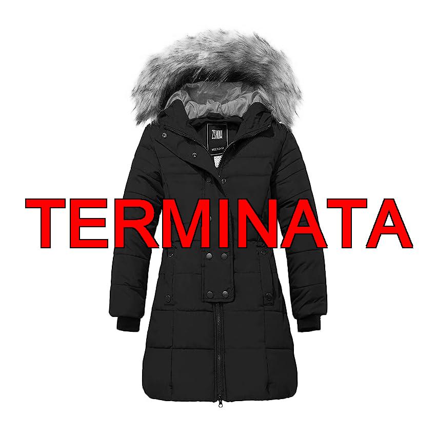 ZSHOW Giacca Invernale Imbottita Calda Cappotto Foderato Imbottito Cappotto con Cappuccio con Pelliccia Parka da Esterno Spessa a Vento Bambina Nero 116-122
