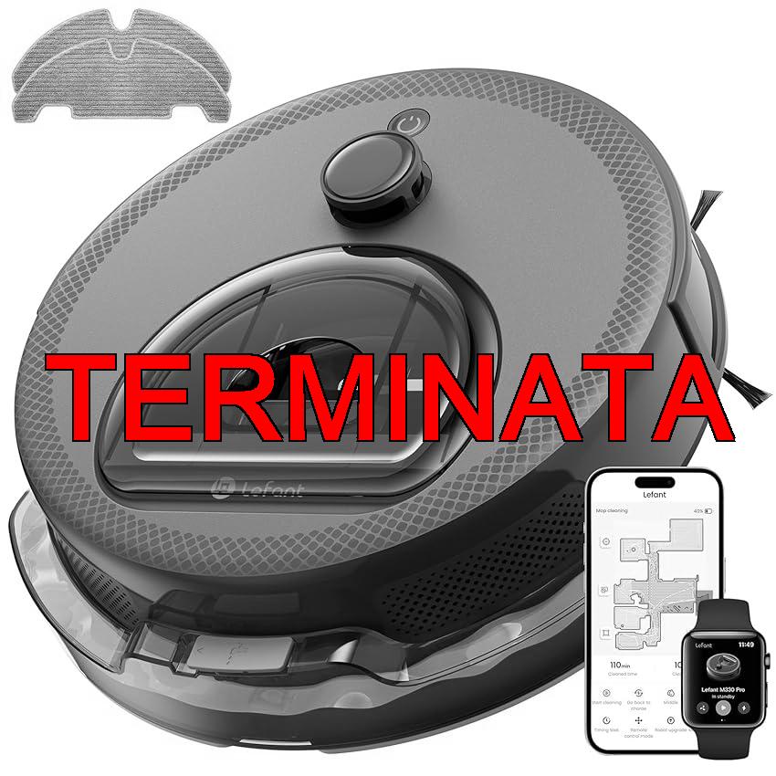 LEFANT M330Pro Robot Aspirapolvere Lavapavimenti con Mappatura, dToF Laser, 5000Pa Potente Aspirazione, Evitamento Ostacoli PSD, App, WiFi, Alexa, Zona Vietata, per Animali e Pavimenti Duri, Grigio