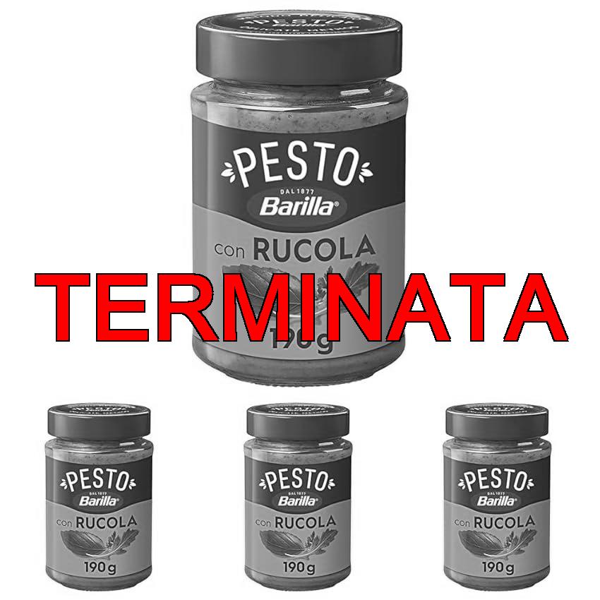 Barilla Pesto con Basilico e Rucola, Senza Glutine, Sugo Pronto per Pasta Gustoso e Profumato, 190 g (Confezione da 4)
