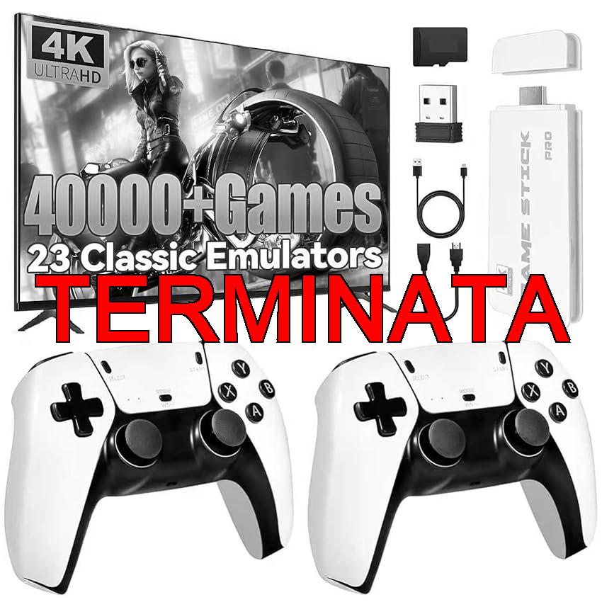 YunLone Console di gioco retrò 2025, console per videogiochi HDMI 4K con oltre 40.000 giochi e 23 emulatori, stick per videogiochi plug and play con controller wireless 2.4G dual upgrade (128G)