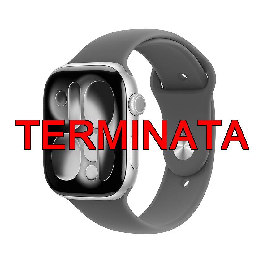 Apple Watch Series 11 GPS, Cassa 46 mm in alluminio color argento con Cinturino Sport viola nebbia - M/L