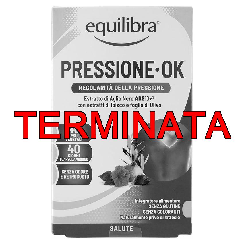 Equilibra Integratori Alimentari, Pressione Ok, a Base di Aglio Nero ABG10+, Fiori di Ibisco e Foglie di Ulivo, Senza Odore e Retrogusto, Pressione Arteriosa Regolare, 40 Capsule Vegetali
