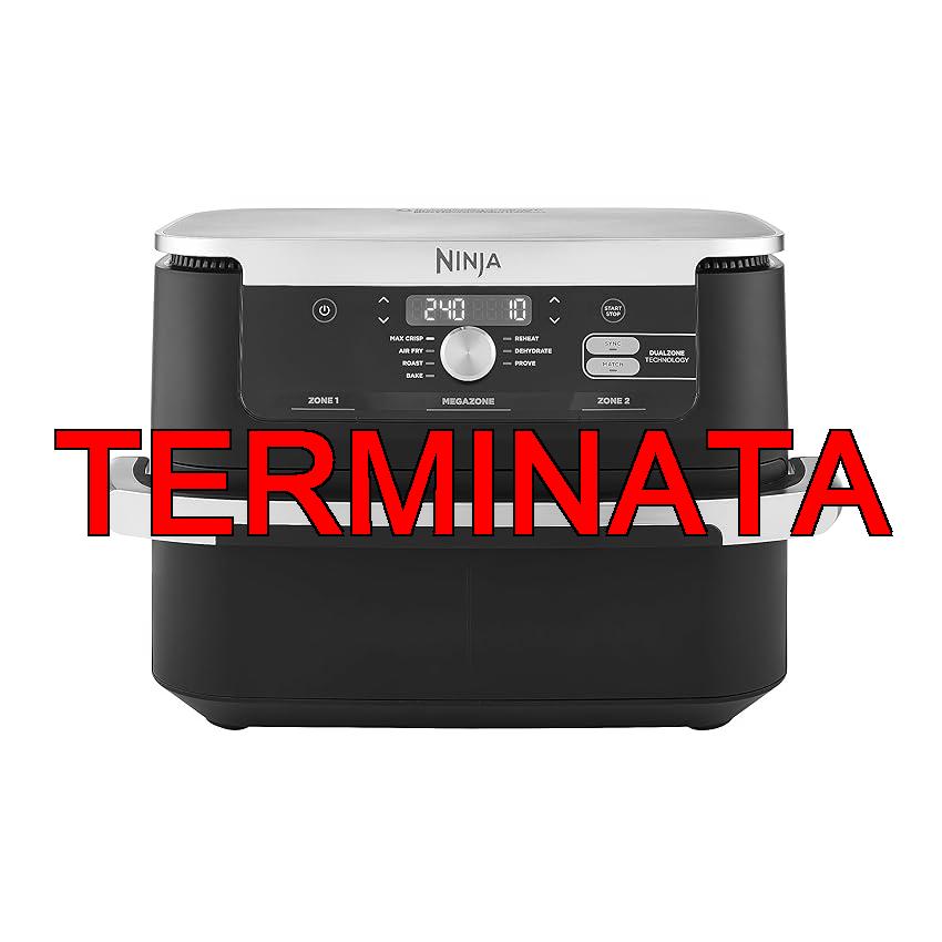 Ninja Foodi FlexDrawer, Friggitrice ad Aria, Doppia Zona, Separatore Rimovibile, Ampio Cassetto da 10.4L, 7 in 1, Cottura Senza Olio, Componenti Antiaderenti Lavabili in Lavastoviglie, Nero, AF500EU