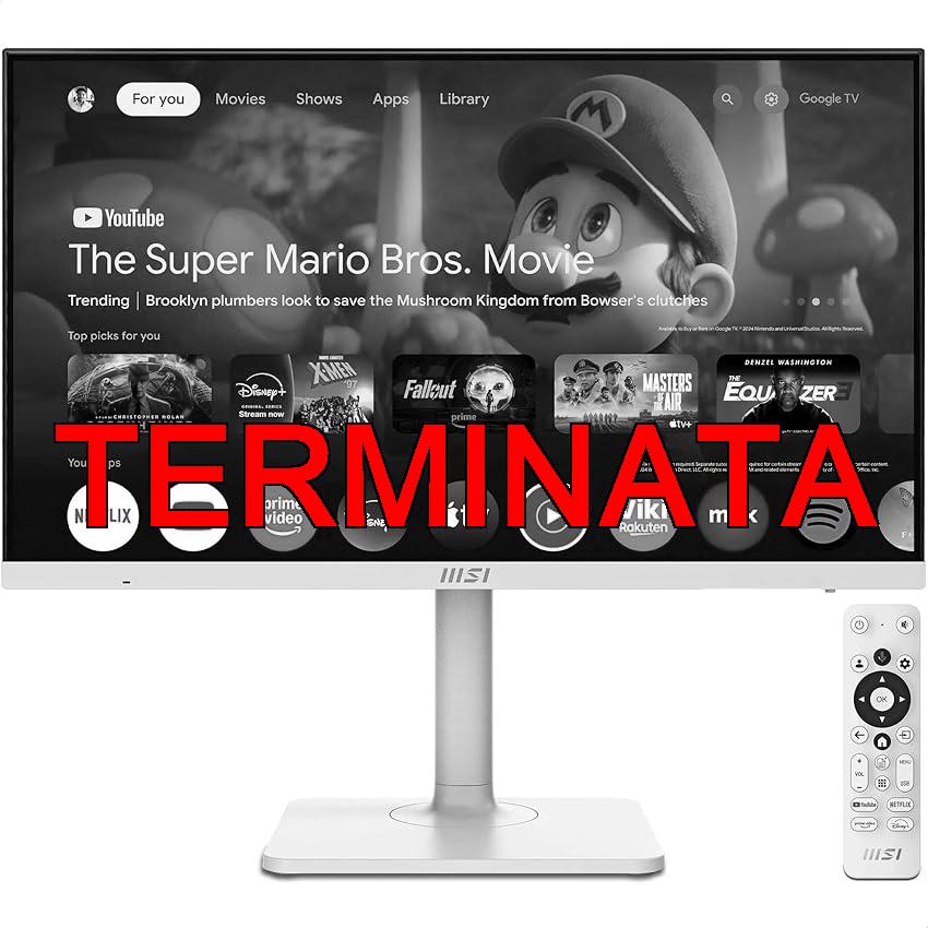 MSI Modern MD272UPSW Monitor Smart Google TV 27” 4K UHD – Google Assistant, Dolby Audio, Wireless Display, Multi Control – WiFi 5, Bluetooth 5.0, LAN, HDMI 2.0b, DP 1.4a, Type-C 65W PD, USB-A, KVM