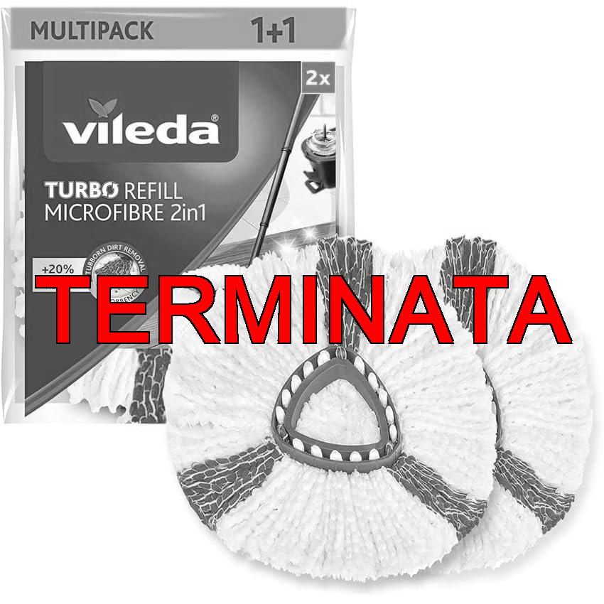 Vileda Turbo 2in1 Fiocco Ricambio, Confezione da 2, Adatto ai Sistemi Turbo e Turbo Smart, +20% Raccolta di Sporco, per Tutti i Tipi di Pavimento