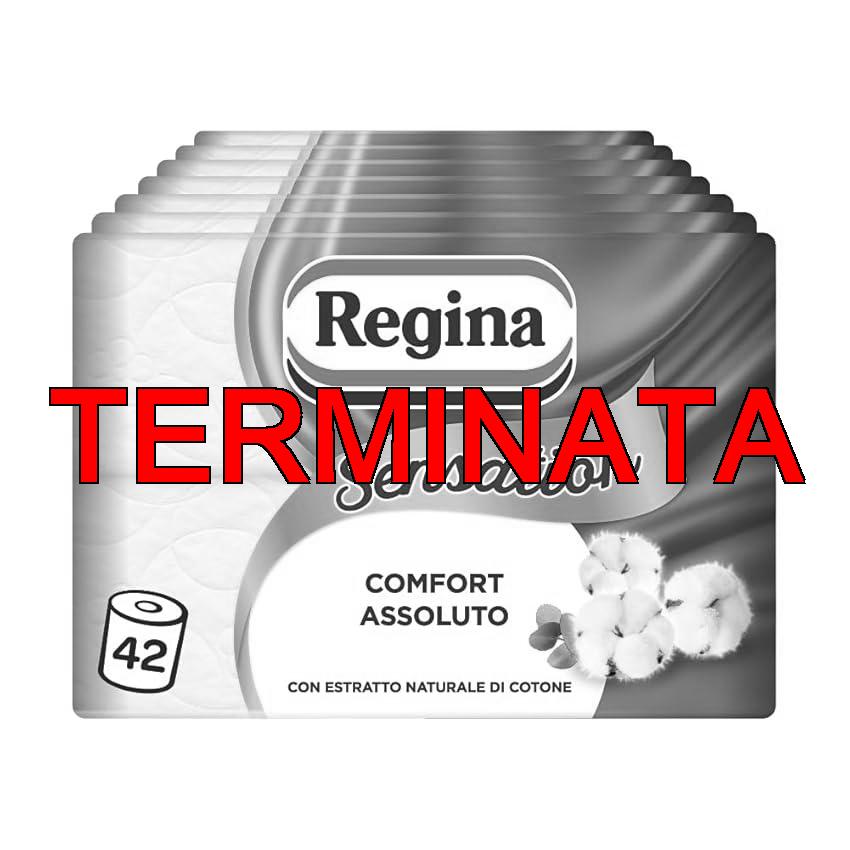 Regina Sensation – 42 Rotoli di Carta Igienica, 160 Soffici Strappi a 3 Veli, Morbida e Resistente, Con Estratto Naturale di Cotone, 60% Plastica Riciclata