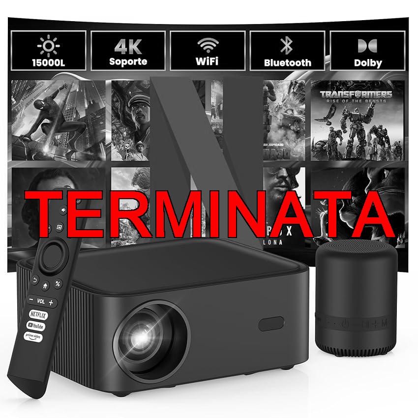 HOPVISION Mini Proiettore【Netflix, Prime Video, Youtube Ufficiale】con altoparlante BT, 15000L Projector Portatile WiFi Bluetooth, 4k 1080P Full HD per Dolby, AndroidOS, PS5