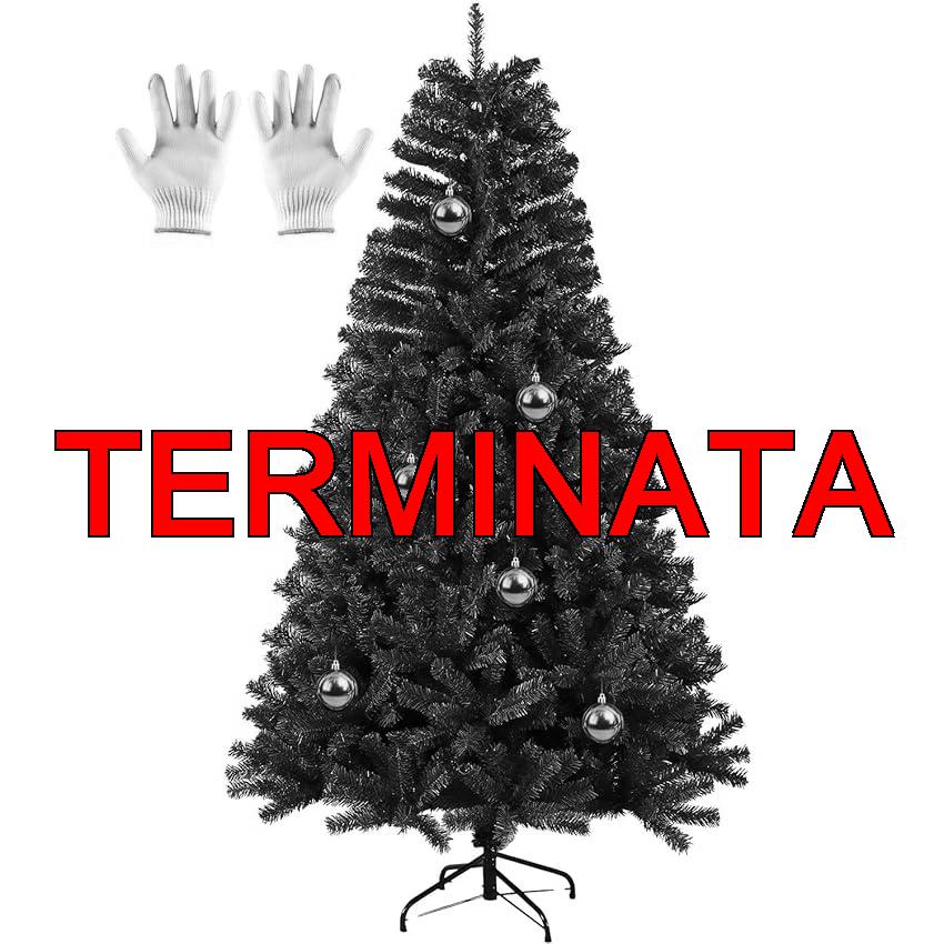 Albero di Natale 180cm con 800 Rami, 6 Palline Dorate Lucide, Guanti Inclusi, Base in Metallo, Facile da Montare per Casa e Ufficio, lbero di Natale Realistico e Stabile con Base in Metallo