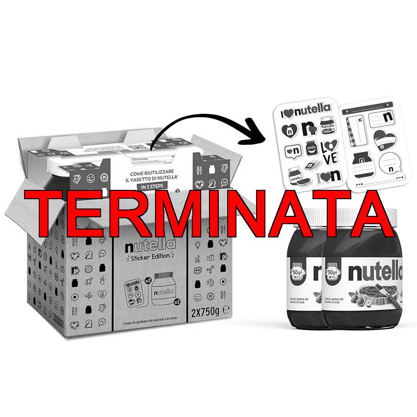 Bi-pack Nutella 750g con Sticker Nutella, Crema Spalmabile alle Nocciole e Cacao, Senza Glutine, Conservanti e Grassi Idrogenati, Formato Scorta per Famiglia, Ideale a Colazione, Idea Regalo