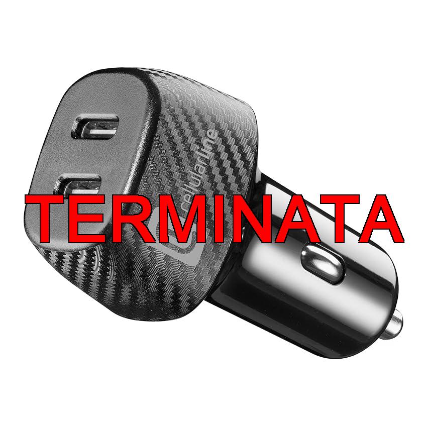 Cellularline – Caricabatterie da Auto per Accendisigari 12, 24V con 2 Prese USB-C e 40 Watt di Potenza in Ricarica Rapida – iPhone, Samsung, Huawei And Other Smartphones And Tablets – Nero