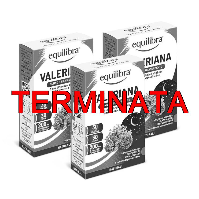 Equilibra Integratori Alimentari, Valeriana, Integratore per Favorire il Sonno e il Rilassamento in Caso di Stress, da Assumere Prima di Dormire, 3 Pezzi da 30 Capsule