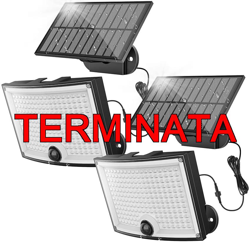 Ortiny Faretto LED da Esterno Solare, Luce Solare LED Esterno 202 LED 3Modes Faro LED Esterno con Pannello Solare con Sensore di Movimento Impermeabile IP65 da Terra, Giardino 5M Cavo 2 Pezzi