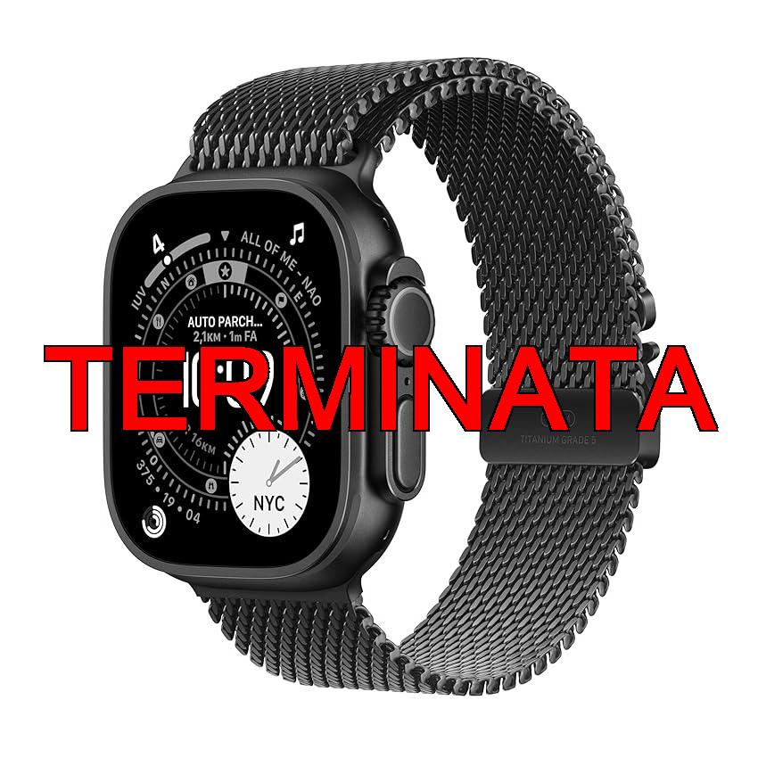 Apple Watch Ultra 3 GPS + Cellular, Cassa 49 mm in titanio nero con Loop in maglia milanese in titanio nero – Medium