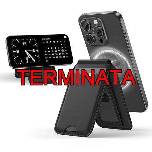 LULULOOK Portafoglio con Mag-e, (in Vera Pelle US) Tocco di Classe, 65g Ultra-Leggera e Sottile, Forza di Adattamento con Supporto, Porta Carte Wallet (Marrone Scuro) (Nero)