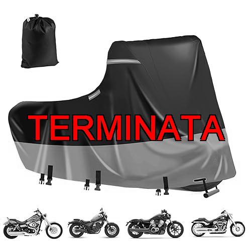 Telo di copertura impermeabile 600D per moto, 5 strisce riflettenti, 2 tipi di ventilazione, per Harley Davidson, Honda, Suzuki, per attività all’aperto (3XL, 276 x 111 x 142 cm, Nero, Arancione)