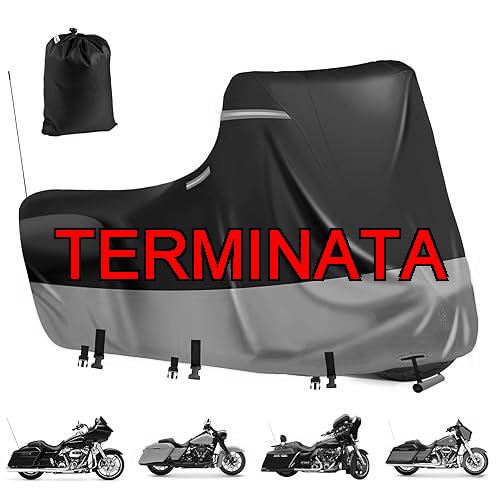 Telone impermeabile per moto, 600D, 5 strisce riflettenti, 2 tipi di ventilazione, per modelli Harley Davidson Touring, protezione UV (box 274 x 111 x 142 cm, Nero, Arancione)