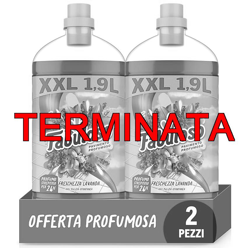 Fabuloso Detersivo Pavimenti Lavanda 1,9L | Detergente Multiuso | 100% Pulizia Istantanea | Profumo per 24 ore | Formula Biodegradabile al 98% | 99% Ingredienti di Origine Naturale (Confezione da 2)