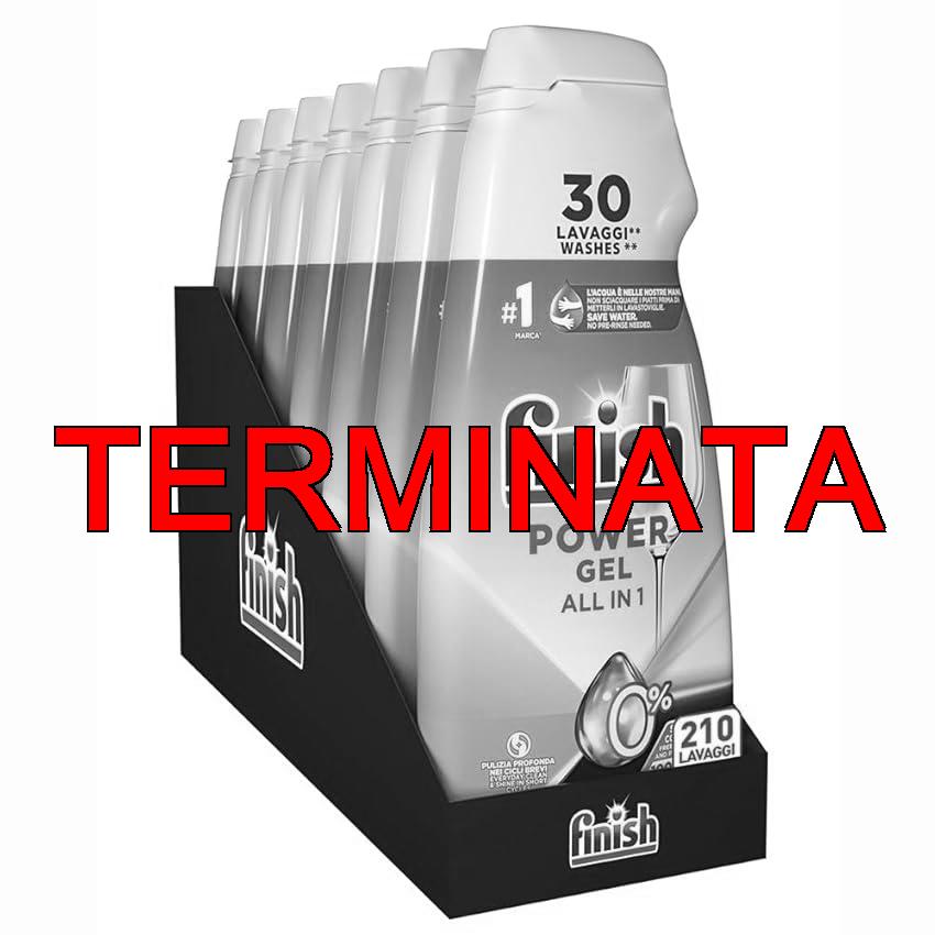 Finish Powergel Detersivo Lavastoviglie 0%, Gel Lavastoviglie, 210 Lavaggi, 7 Confezioni da 30 Lavaggi di Liquido Lavastoviglie contro lo Sporco Ostinato