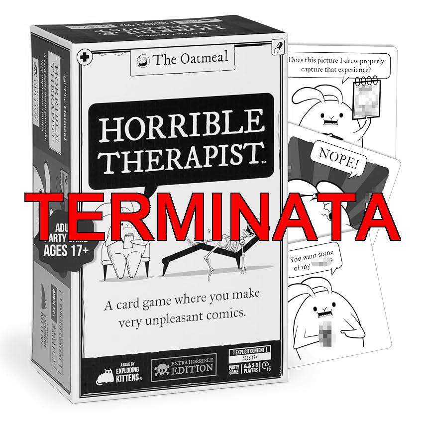 Exploding Kittens – Horrible Therapist: Extra Horrible Edition – 3-8 Players – Ages 17+ – 15 Minutes to Play – Explicit Comic Building Game – Party Game, Family Game Night, Adult Card Game