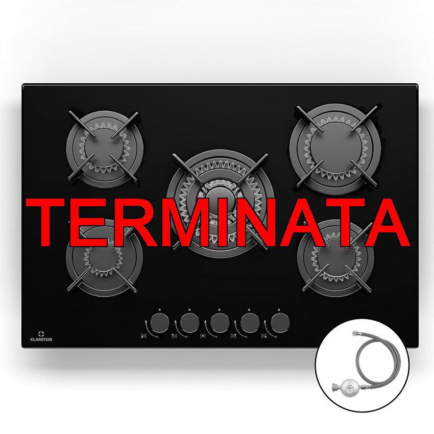 Klarstein Piano Cottura 5 Fuochi Gas, Piano Cottura a Gas Integrato 10400W, Piano Cottura 5 Fuochi Gas Incasso in Acciao Inox, Piano Cottura 5 Fuochi Gas per Wok, Piano Cottura a Gas 5 Fuochi