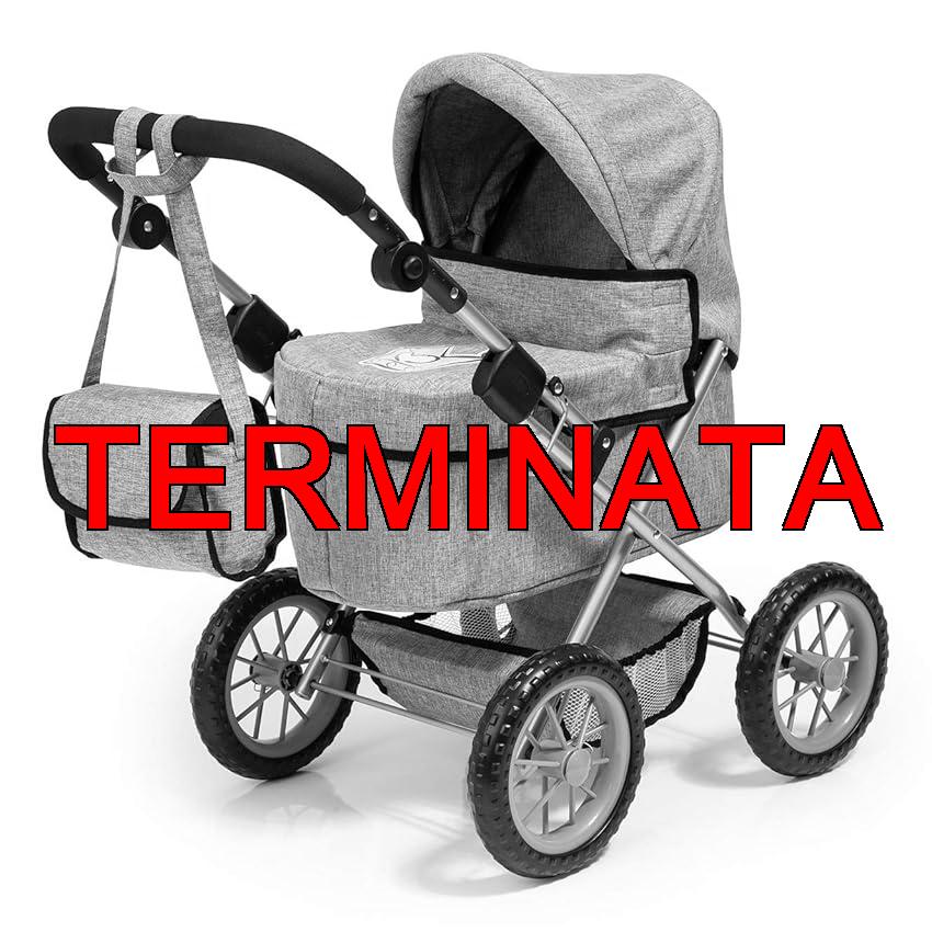 Bayer Design 13010AA Carrozzina per Bambole, Passeggino per Bambole, Passeggino Giocattolo con borsa, regolabile in altezza, pieghevole, grigio con corona