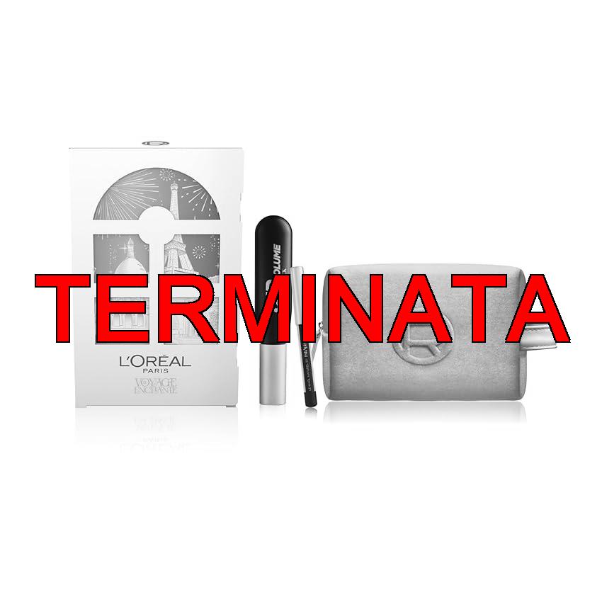 L’Oréal Paris Natale Pochette Regalo Make Up con Mascara Air Volume Extra Black e Mini-Matita Occhi Paradise Le Khol, Per i Tuoi Look Festivi, Con Elegante Pochette Champagne in Velluto