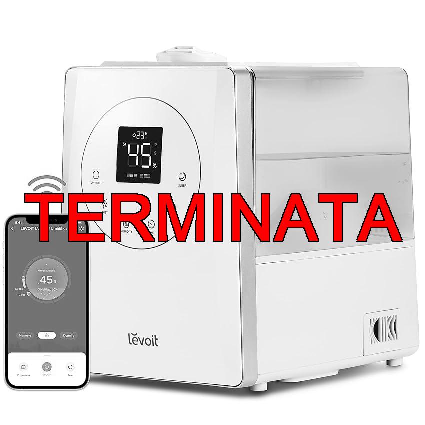 LEVOIT LV600S Umidificatore Ambiente Ultrasuoni 6L, Smart Controllo, Nebbia Calda e Fredda con Top-Fill Design, Timer, Umidità Personalizzata, Aromaterapia per Casa fino a 40-70m², Bianco