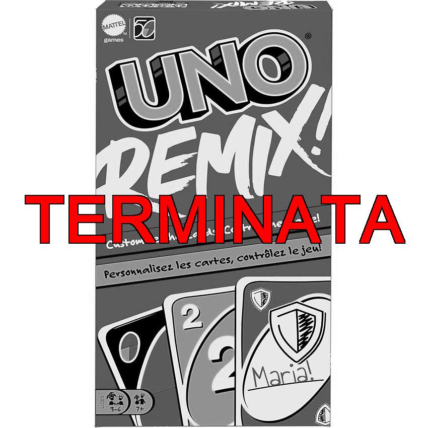 Mattel Games- UNO Versione REMIX, Personalizza le Carte e Vinci, Gioco di Carte per la Famiglia e Bambini 7+Anni, GXD71