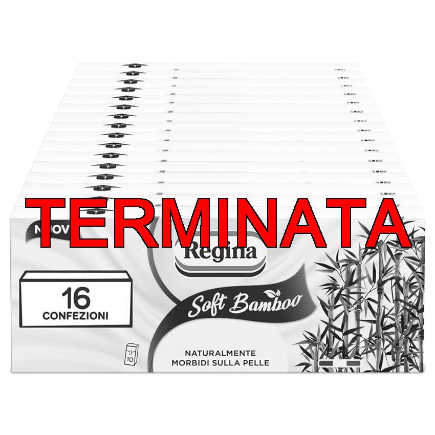 Regina Soft Bamboo Fazzoletti – 16 Confezioni da 10 Pacchetti di Fazzoletti a 4 Veli, Naturalmente Morbidi sulla Pelle, con Fibre di Bambù e Pura Cellulosa Certificata FSC