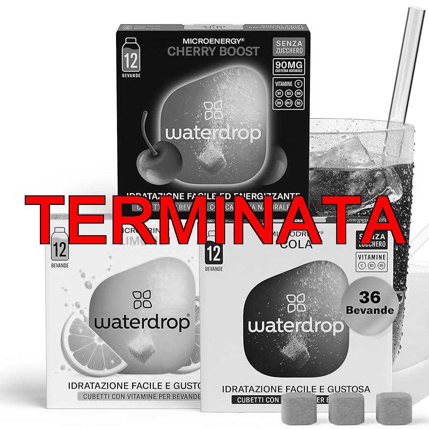 waterdrop® Soda – 36 cubetti waterdrop per acqua dal gusto frizzante di Cola, Ciliegia & limone – insaporitore acqua senza zucchero – alternativa a acqua aromatizzata, sciroppi, cubetti per bevande