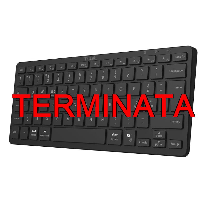 Trust Vira Tastiera Wireless Bluetooth Layout Italiano QWERTY, Tastiera Senza Filo Compatta, Scissor Switch, Batteria Ricaricabile per PC Laptop Mac, Windows iOS macOS Android, Nero
