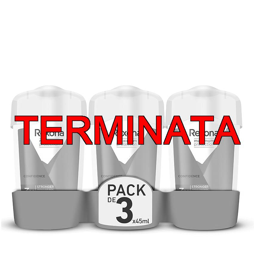 REXONA – Deodorante da donna Confidence – Stick antitraspirante – 3 volte più efficace contro il sudore – protezione 96h – (confezione da 3 x 45 ml)