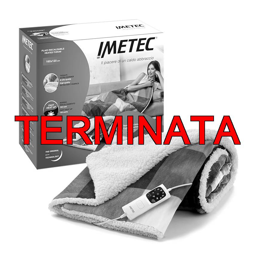 Imetec CaldoPlaid Tartan Festival, Plaid riscaldabile, Morbida coperta elettrica 160×120 cm, Basso consumo, Tecnologia adapto, Dispositivo di sicurezza, Rapido riscaldamento, 6 temperature, Lavabile