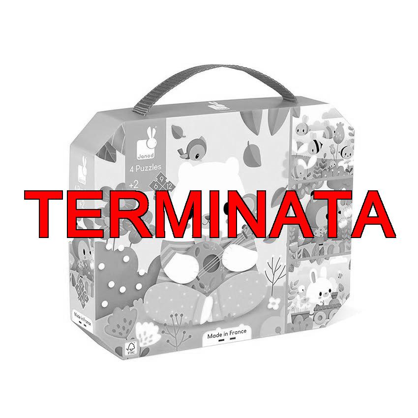 Janod Puzzle di 4 animali evolutivi, 6-9-12-16 pezzi, Puzzle progressivo, Giocattoli educativi, Per sviluppare pazienza e destrezza, Made in France, Da 24 mesi, J02552