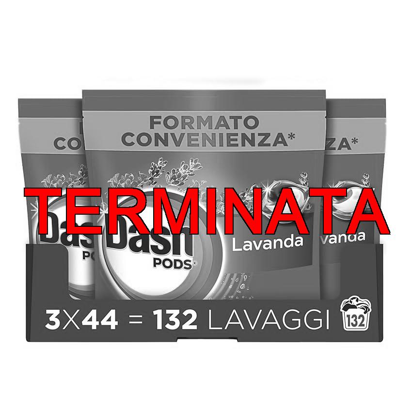 Dash Pods Detersivo In Capsule, 132 Lavaggi (3×44), Lavanda, Rimuove Le Macchie, Igienizza, Dona Freschezza, Brillantezza Per I Capi